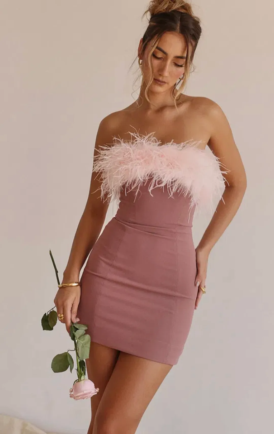 House of CB Alexa Mini Dress Warm Pink Size 8 for rent on The Volte - main image