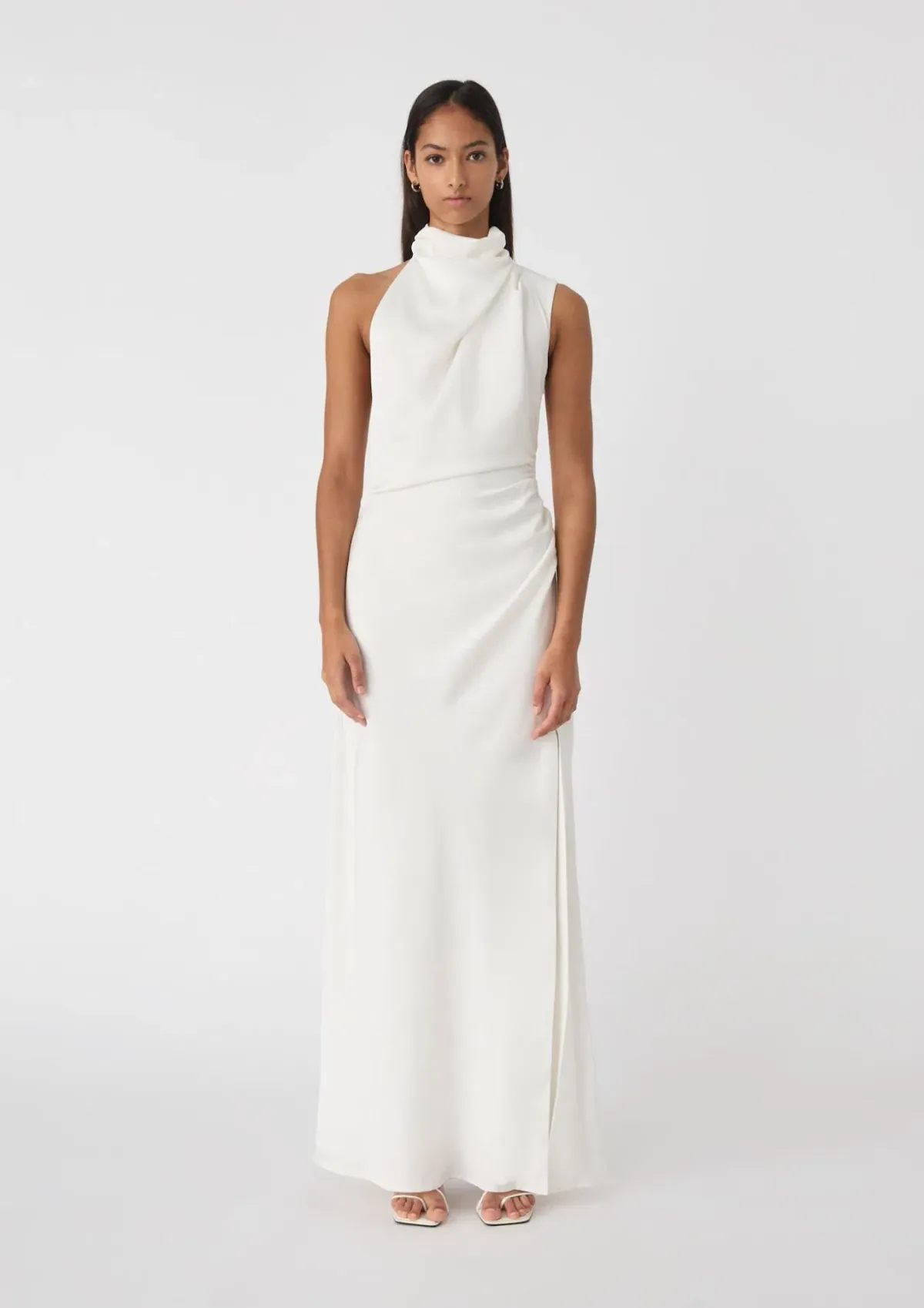 MISHA Constantina Satin Gown Ivory Size 8/S - Image 1