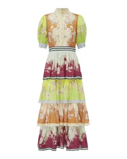 Alemais Marlow Frill Midi Dress in Multi Size 10 for rent on The Volte - image 3