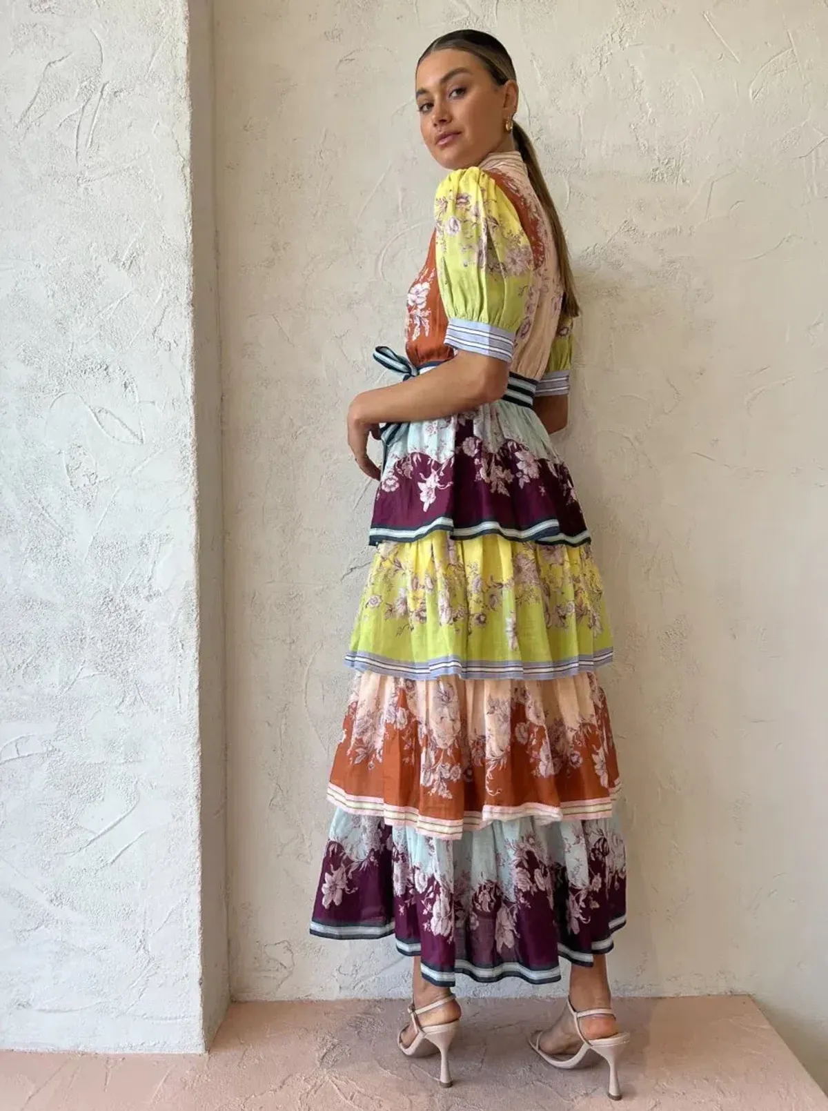 Alemais Marlow Frill Midi Dress in Multi Size 10 - Image 1