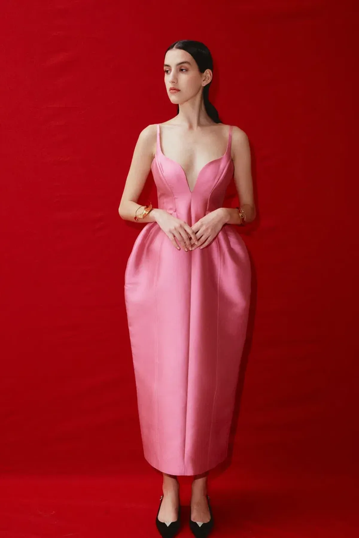 Alemais Priscilla Sculpt Midi Dress Pink Size 10 for rent on The Volte - main image