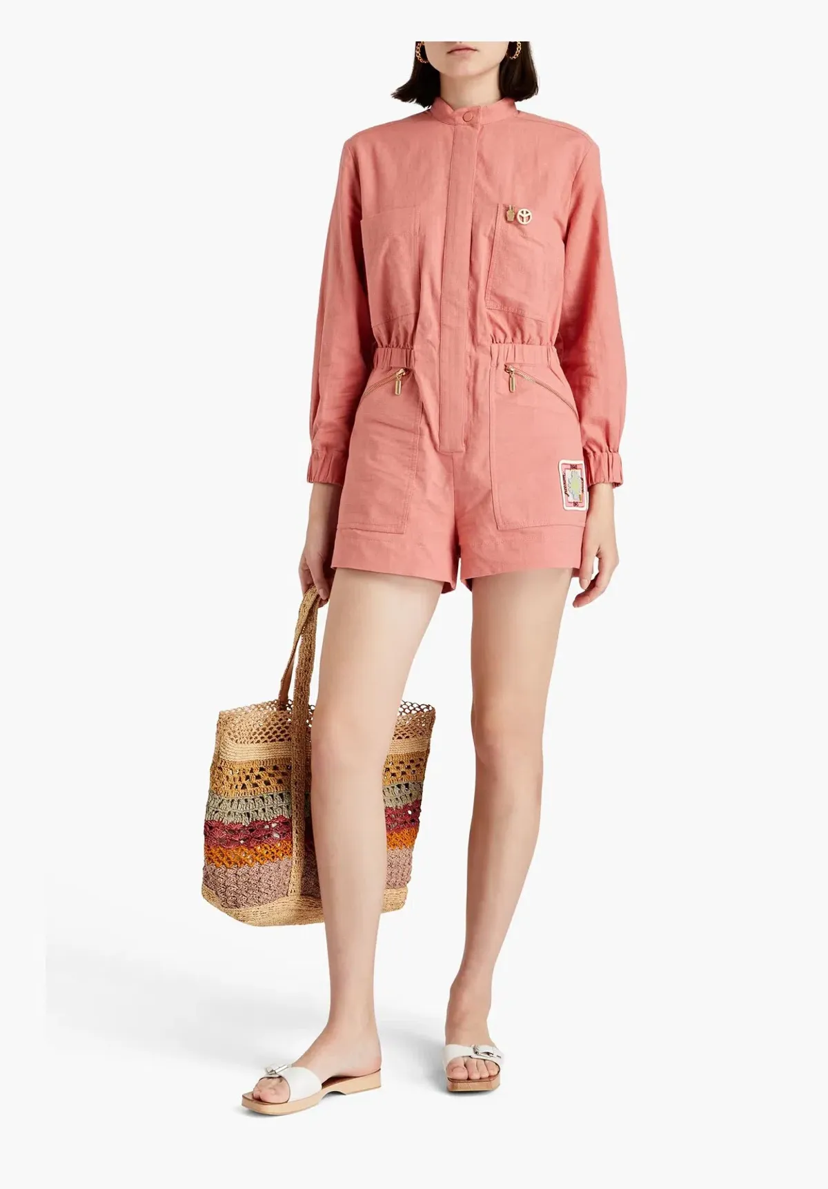 Zimmerman Appliquéd Cotton Playsuit Pink Size 4/ AU 16 for rent on The Volte - main image