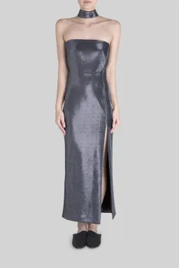Carla Zampatti Silver Glitter Precious Metal Gown Silver Size 8 for rent on The Volte - image 1