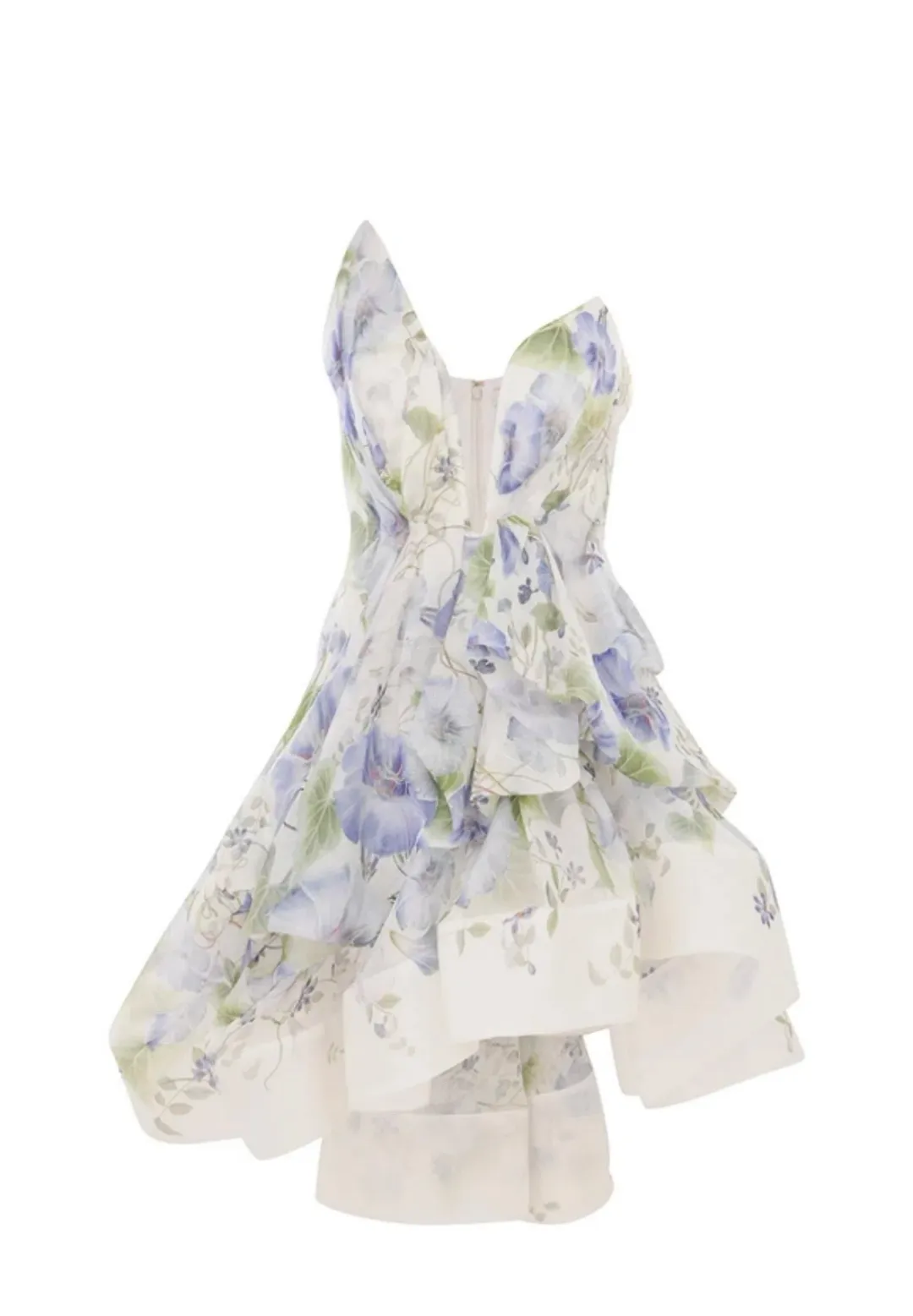 Zimmermann Natura Draped Mini Dress Blue Floral Size 0 / AU 8 for rent on The Volte - main image