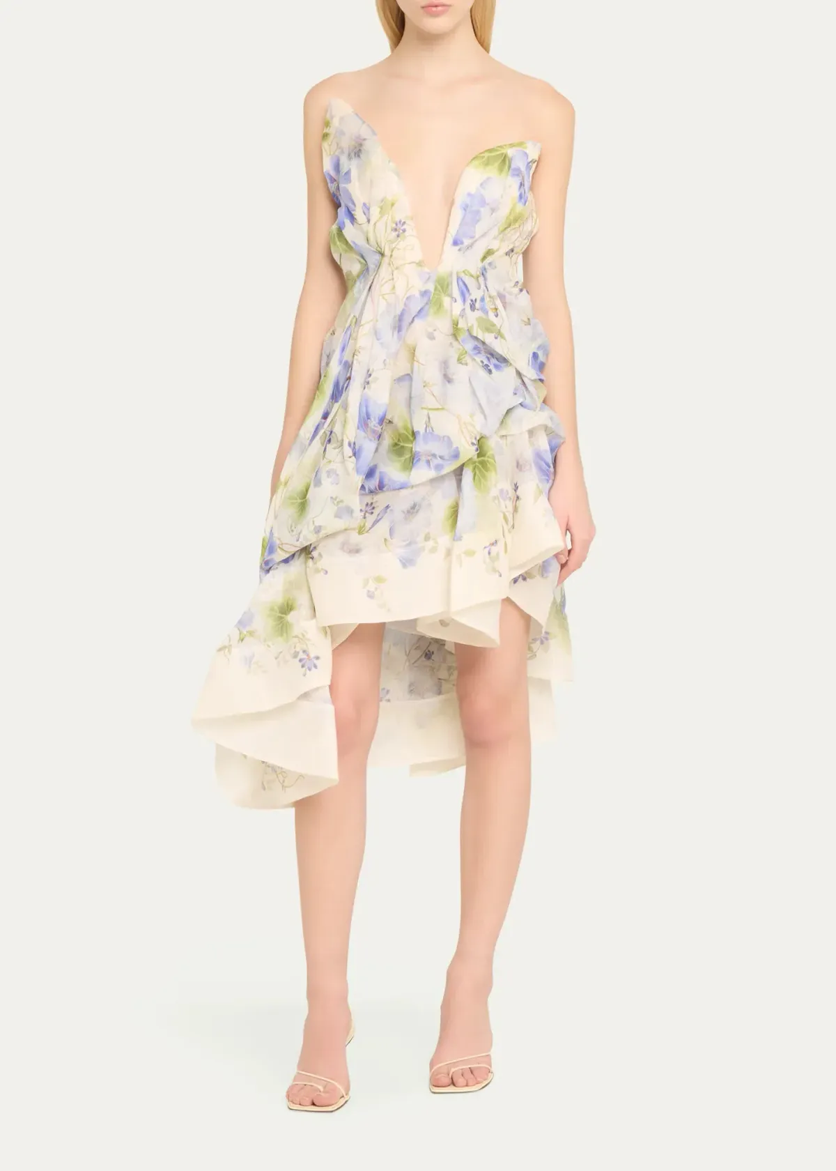 Zimmermann Natura Draped Mini Dress Blue Floral Size 0 / AU 8 - Image 1