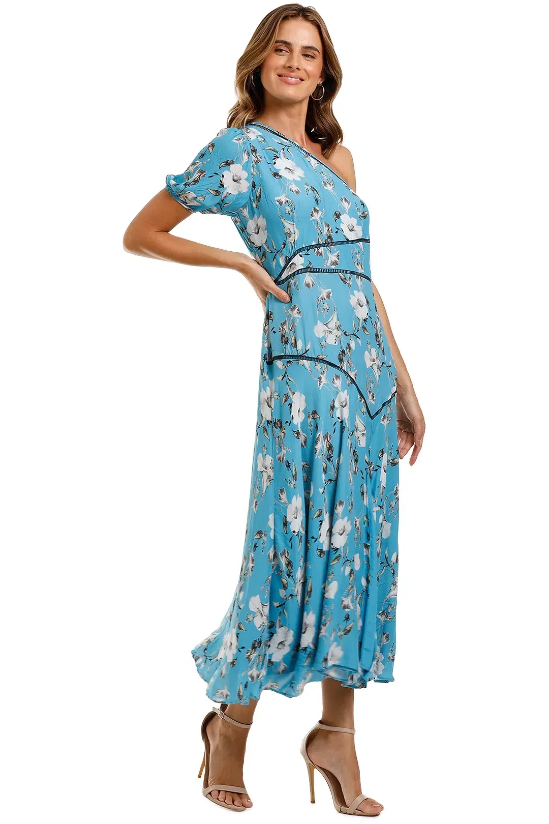 Talulah Cannes Midi Dress in Blue Valentine Floral Size 8 for rent on The Volte - main image