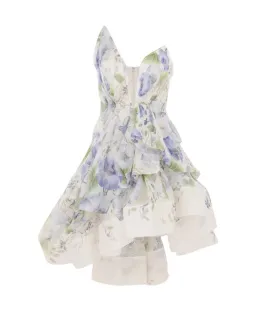 Zimmermann Natura Draped Mini Dress in Blue Floral Size 1/AU 10 for rent on The Volte - image 4