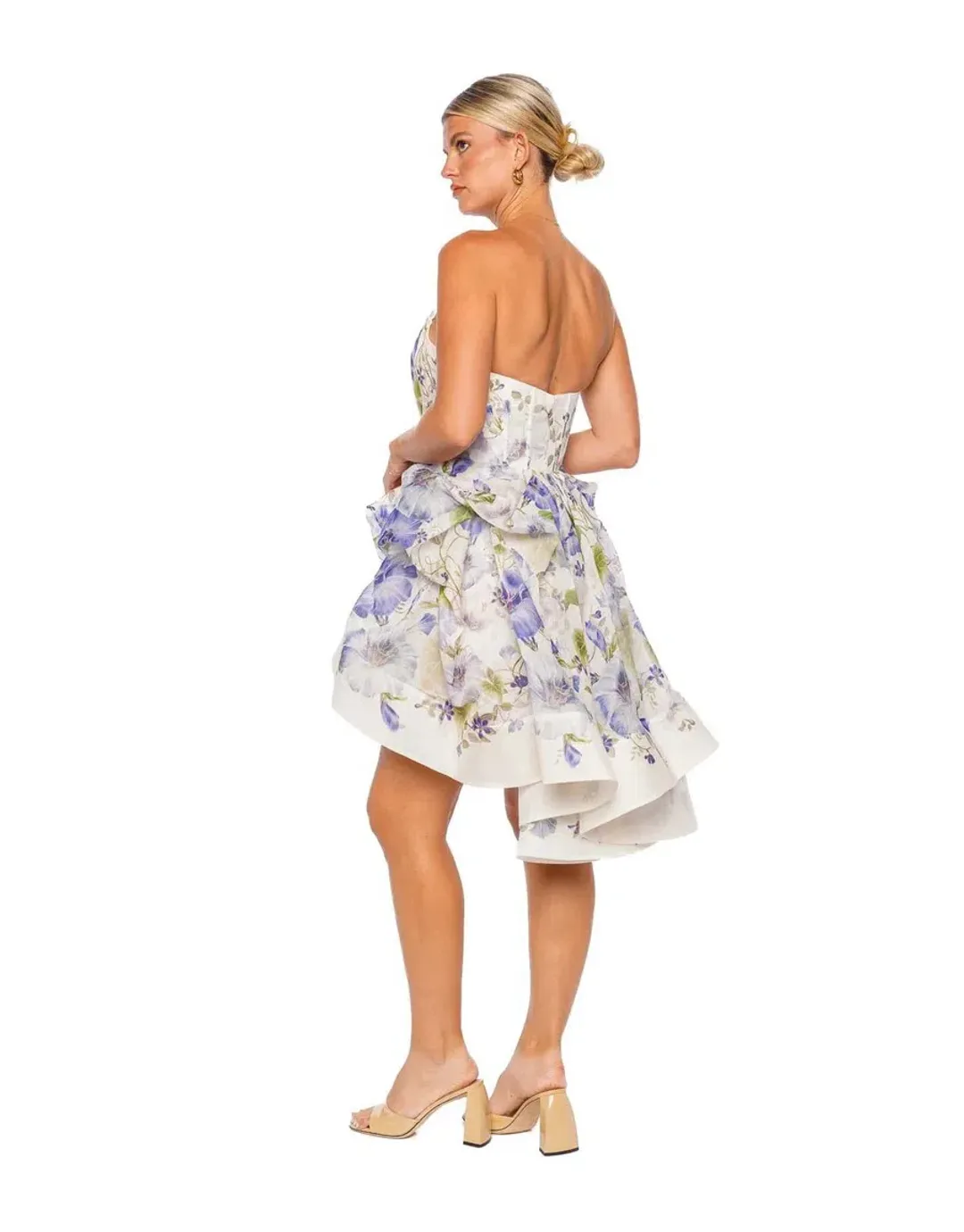 Zimmermann Natura Draped Mini Dress in Blue Floral Size 1/AU 10 for rent on The Volte - main image
