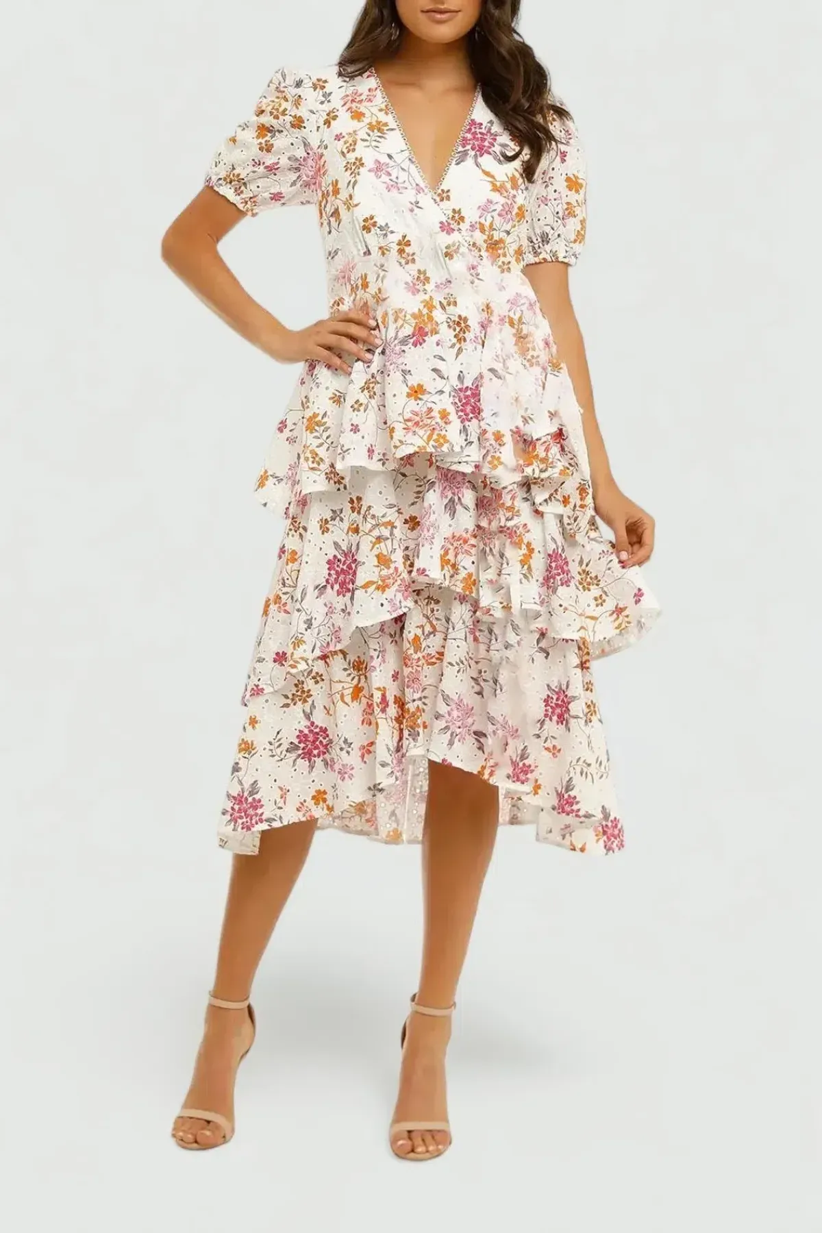 Talulah Jasmine Vines Midi Dress in Jasmine Vines Print Size 14 for rent on The Volte - main image