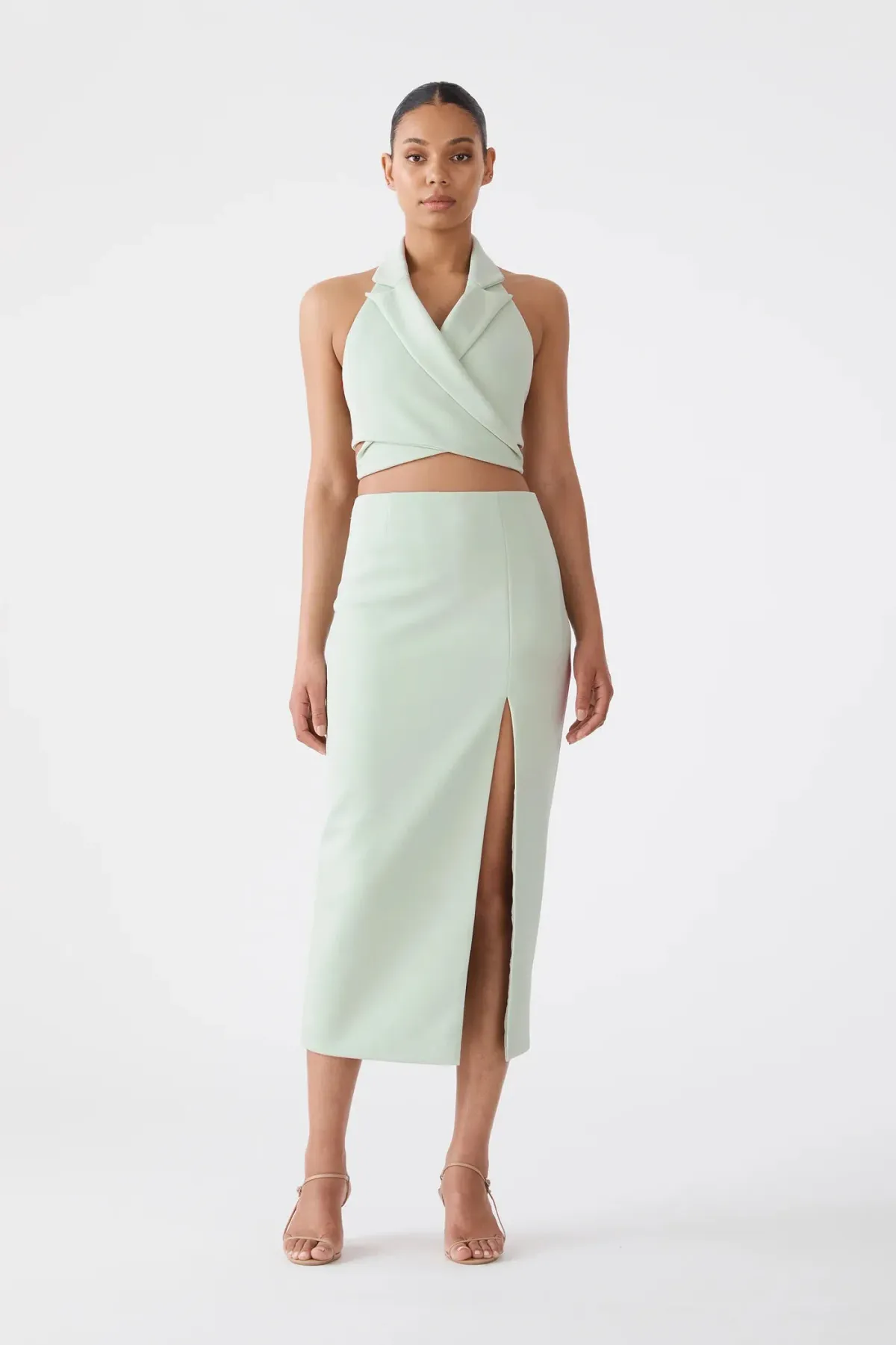 San Sloane Alessia Top and Skirt Set Pale Green Size 6 - Image 1