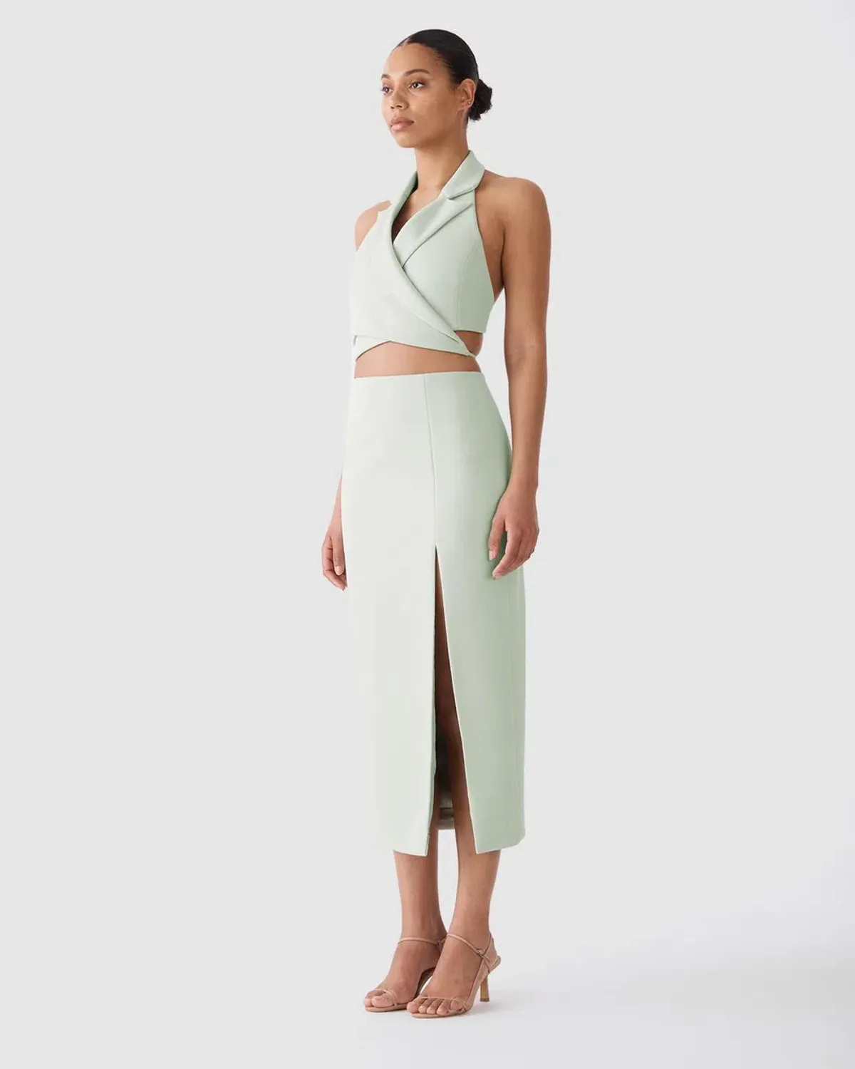 San Sloane Alessia Top and Skirt Set Pale Green Size 6 - Image 2