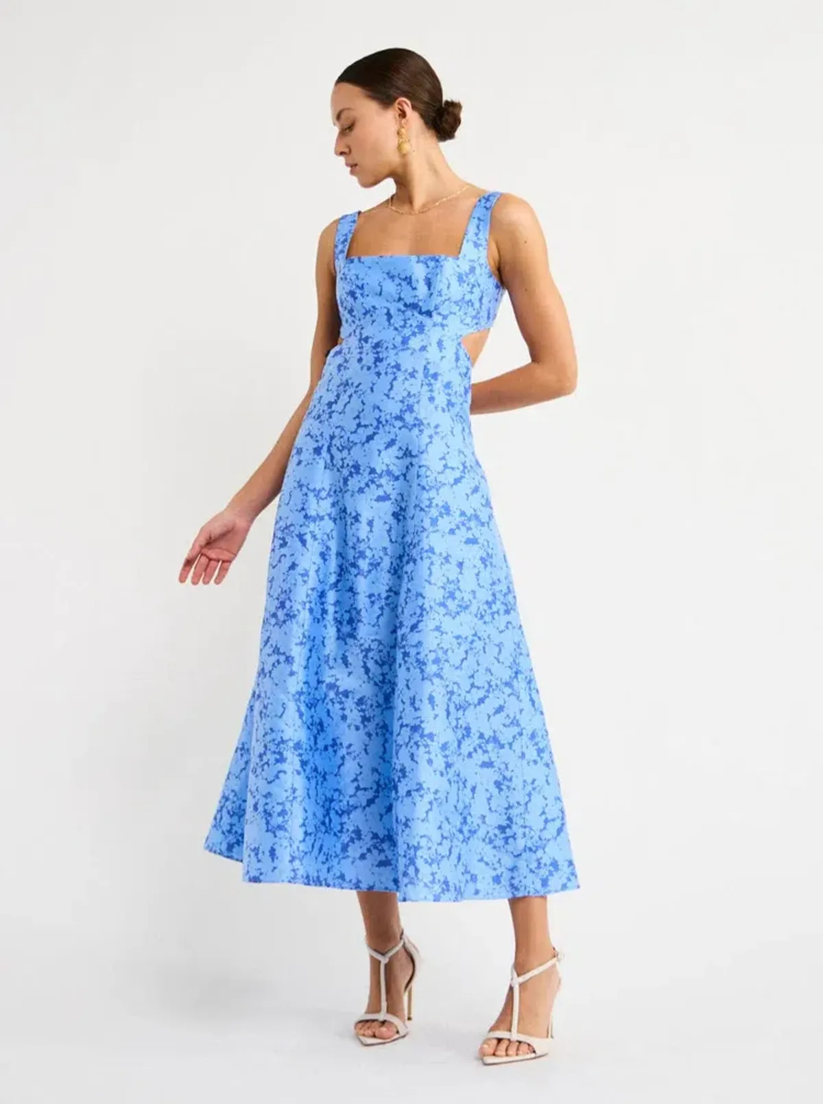 Acler Pennant Dress in Blue Iris Floral Print Size 10 - Image 1