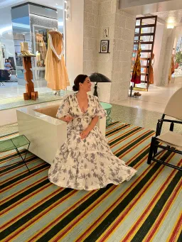 Zimmermann Pleated Midi Dress White Navy Floral Size 4/ Size AU 14 for rent on The Volte - image 5