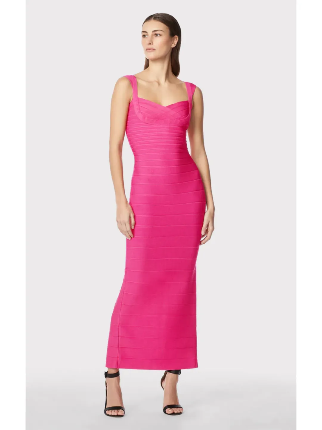 Herve Leger Fluted Bandage Gown in Pink Size Small / AU 8 for rent on The Volte - main image