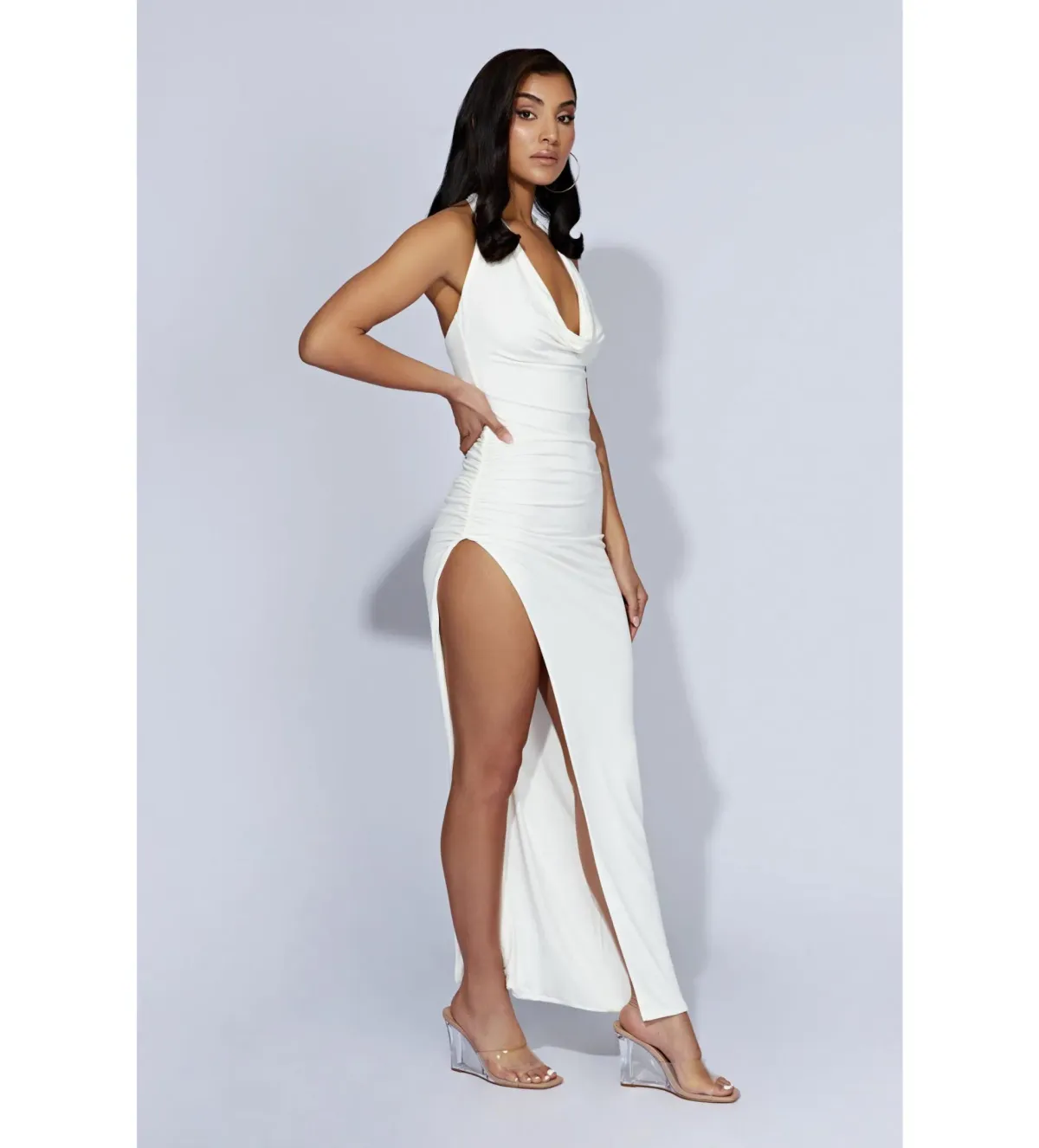 MESHKI Renata Cowl Neck Maxi Dress Bone in Size S / AU 8 - Image 2