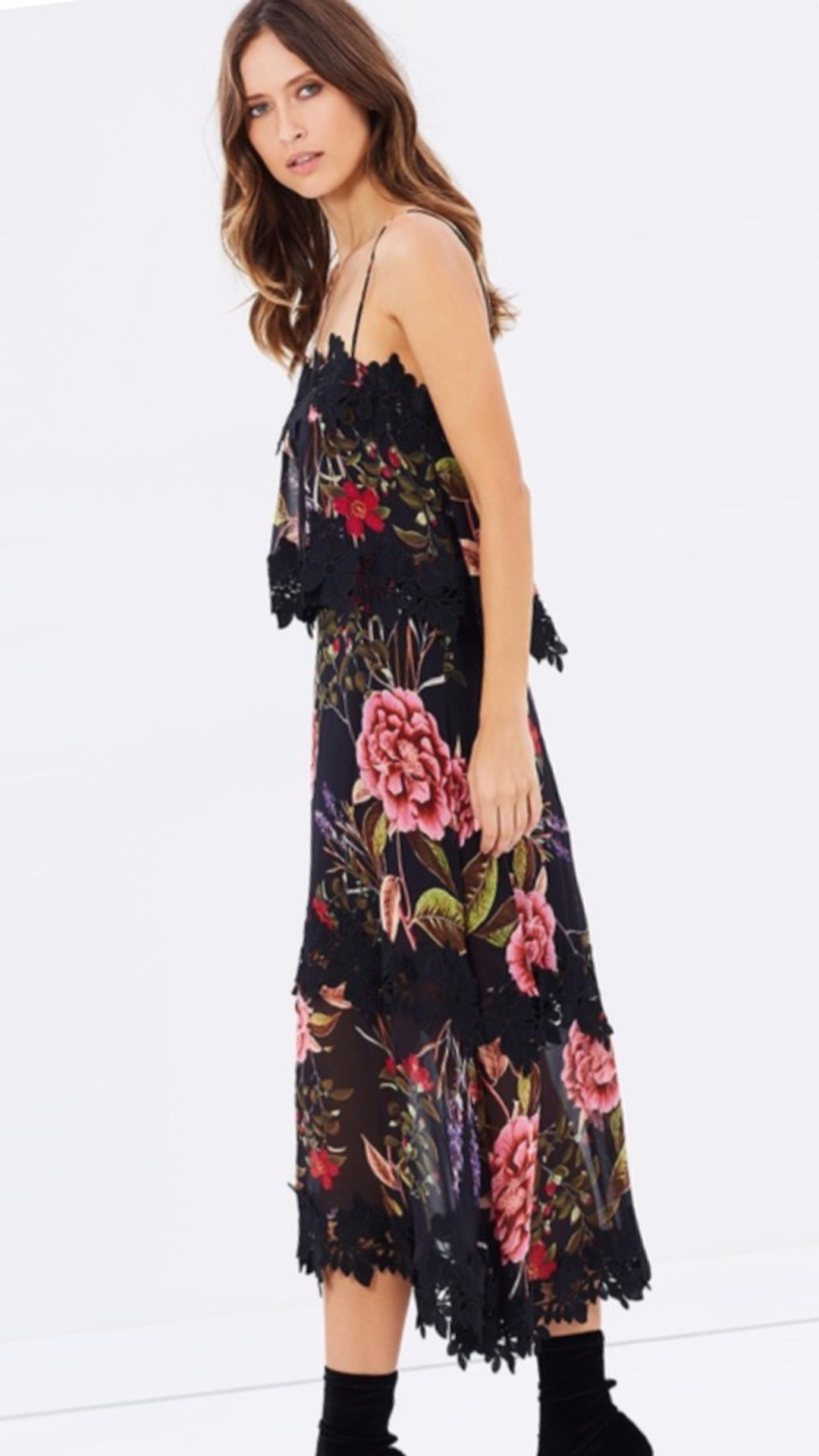 Peony floral overlay dress for rent on The Volte - main image