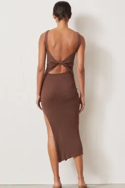 Bec & Bridge Riviera Knit Midi Dress Cedar Brown Size 10 for rent on The Volte - image 2