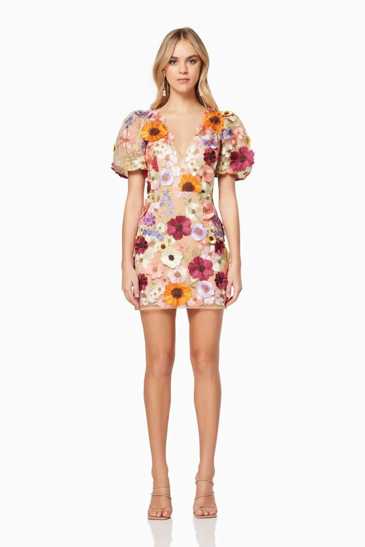 Elliatt Rosalind Mini Dress 3D Floral Size L/Au 12 - Image 1