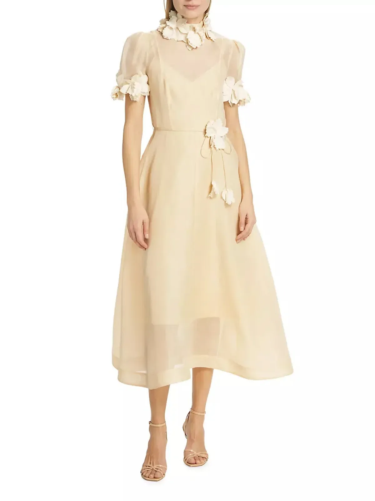 Zimmermann Luminosity Liftoff Flower Midi Dress Cream Size 0P / AU 6 - Image 1