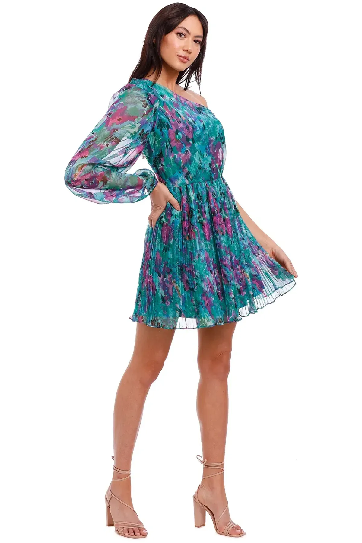 Talulah Barcelona Nights Mini Dress in Watercolour Floral Print Size 12 - Image 3