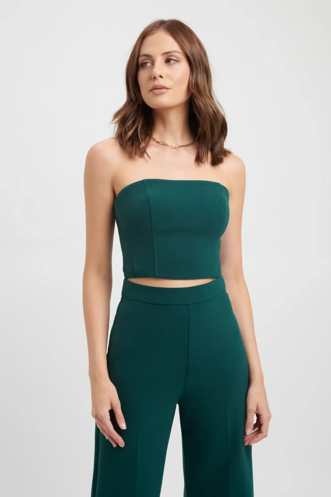 Kookai Delta Blazer Size 10 Paired With Delta Pants Size 8 And Delta Strapless Top Size 10 Set Deep Green for rent on The Volte - main image
