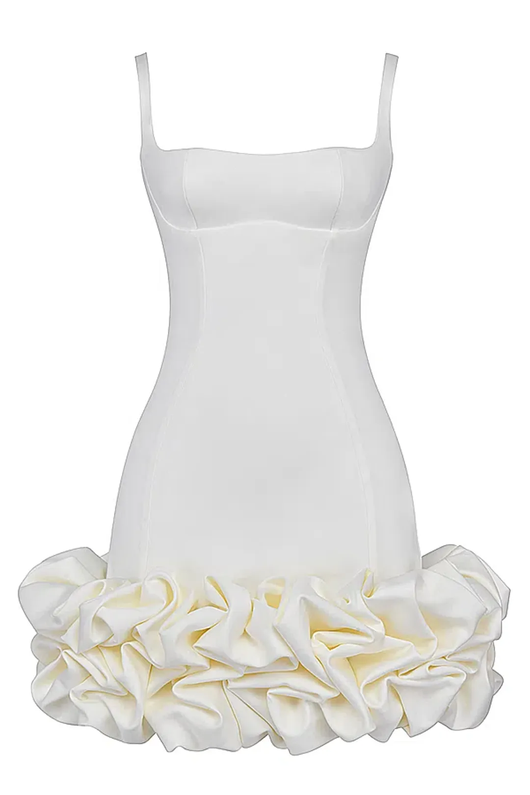 House of CB Lilou Ruffle Hem Mini Dress Ivory Size XS / AU 6 for rent on The Volte - main image