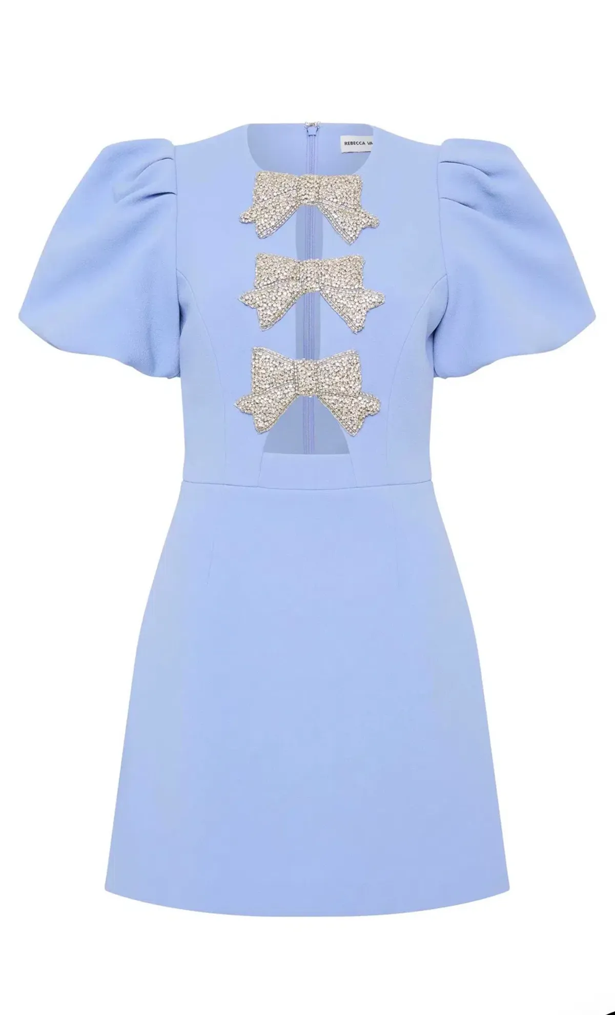 Rebecca Vallance Juliana Puff Sleeve Mini Dress Blue - Image 3
