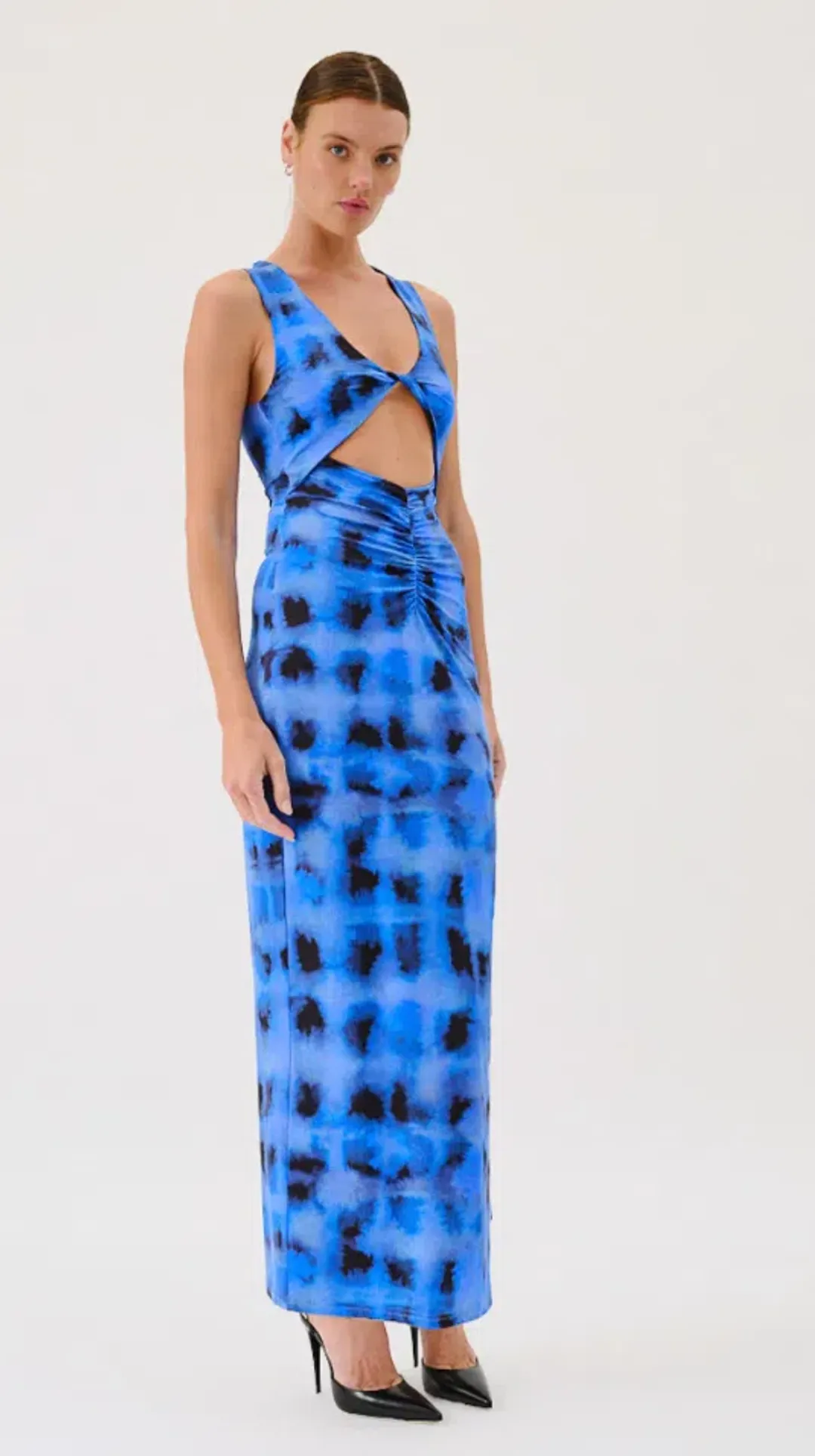 Suboo Shibori Sleeveless Reversible Twist Front Maxi Dress Blue Size S / AU 8 for rent on The Volte - main image