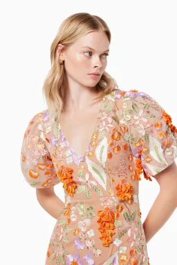 Elliatt Remix 3D Floral Midi Dress Multi Size S / AU 8 for rent on The Volte - image 3