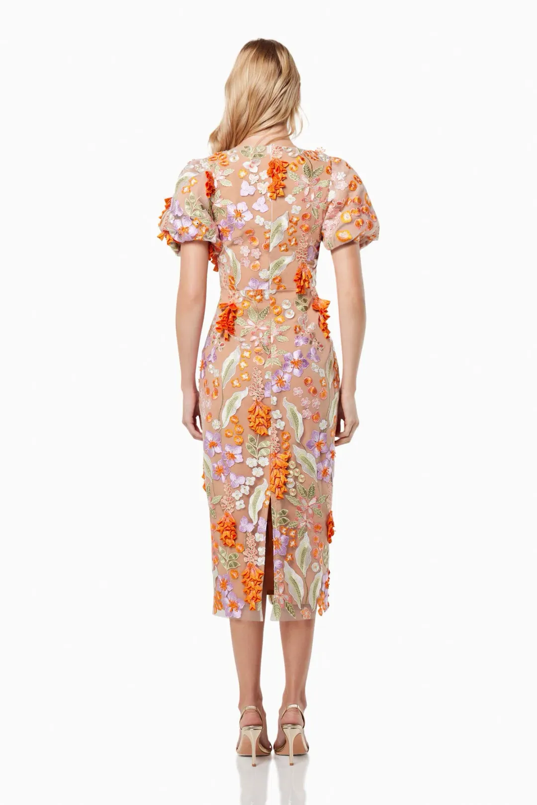 Elliatt Remix 3D Floral Midi Dress Multi Size L / AU 12 for rent on The Volte - main image