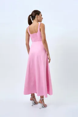 By Johnny Daphne Bust Midi Dress Taffy Pink Size 6 for rent on The Volte - image 3