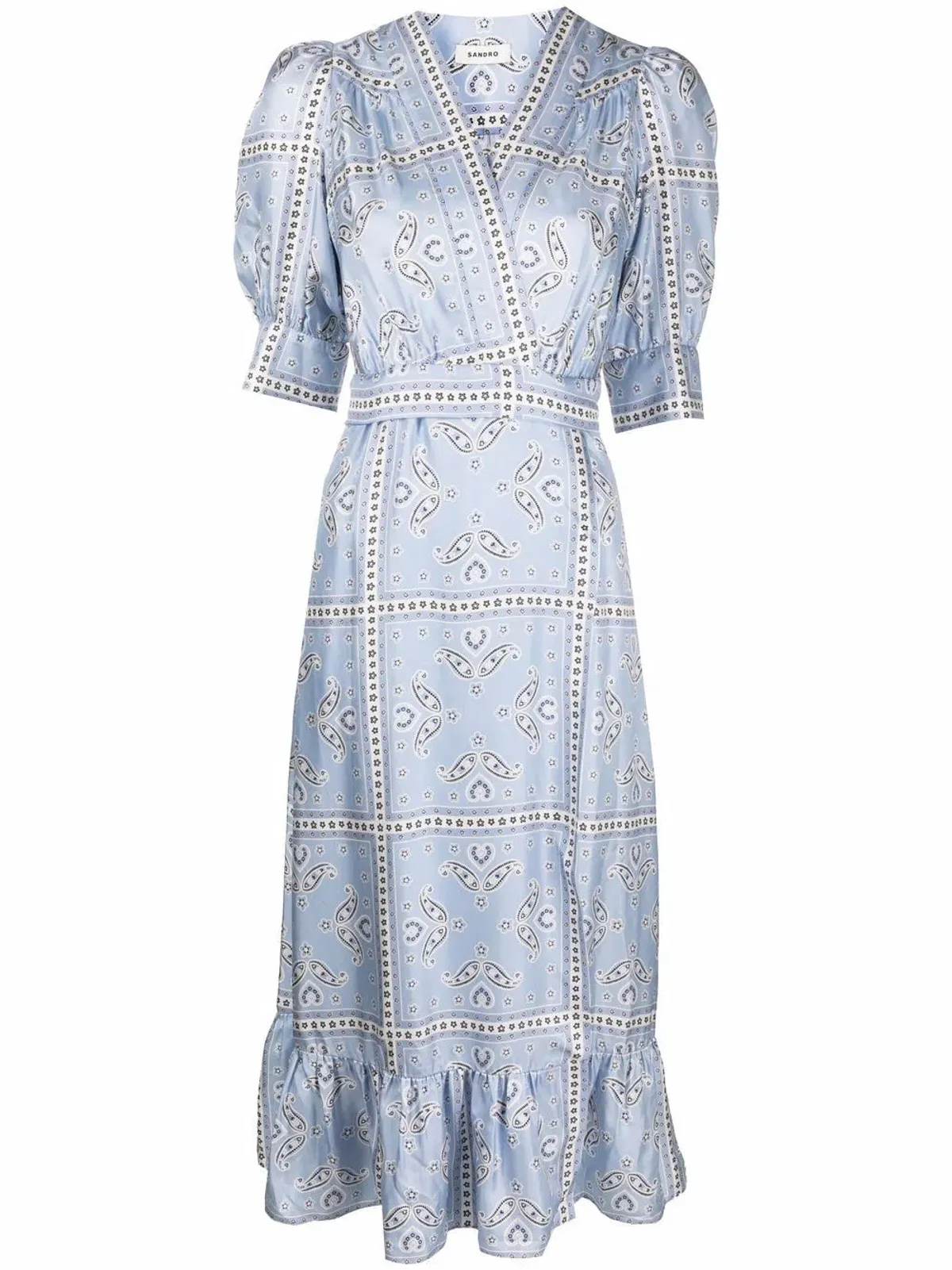 Sandro Enrika Midi Dress Sky Blue Size 6 - Image 5