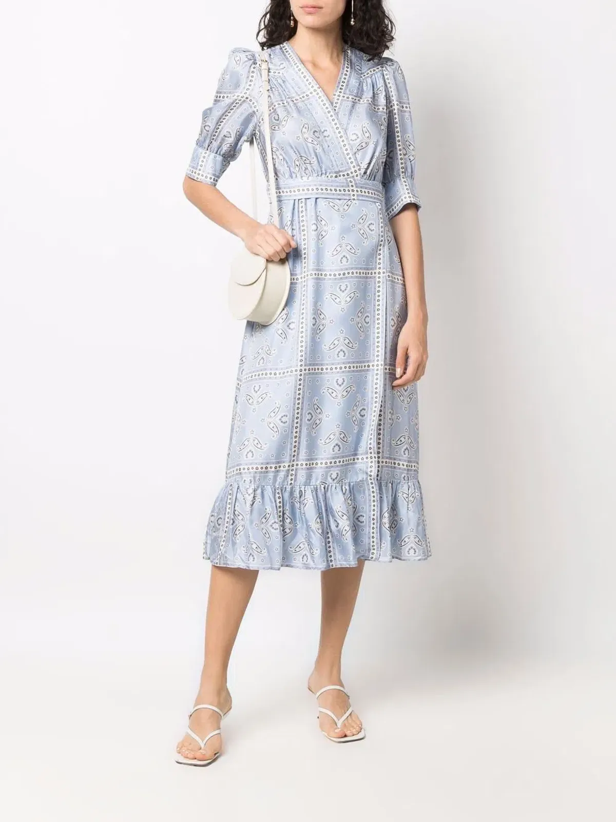 Sandro Enrika Midi Dress Sky Blue Size 6 - Image 2