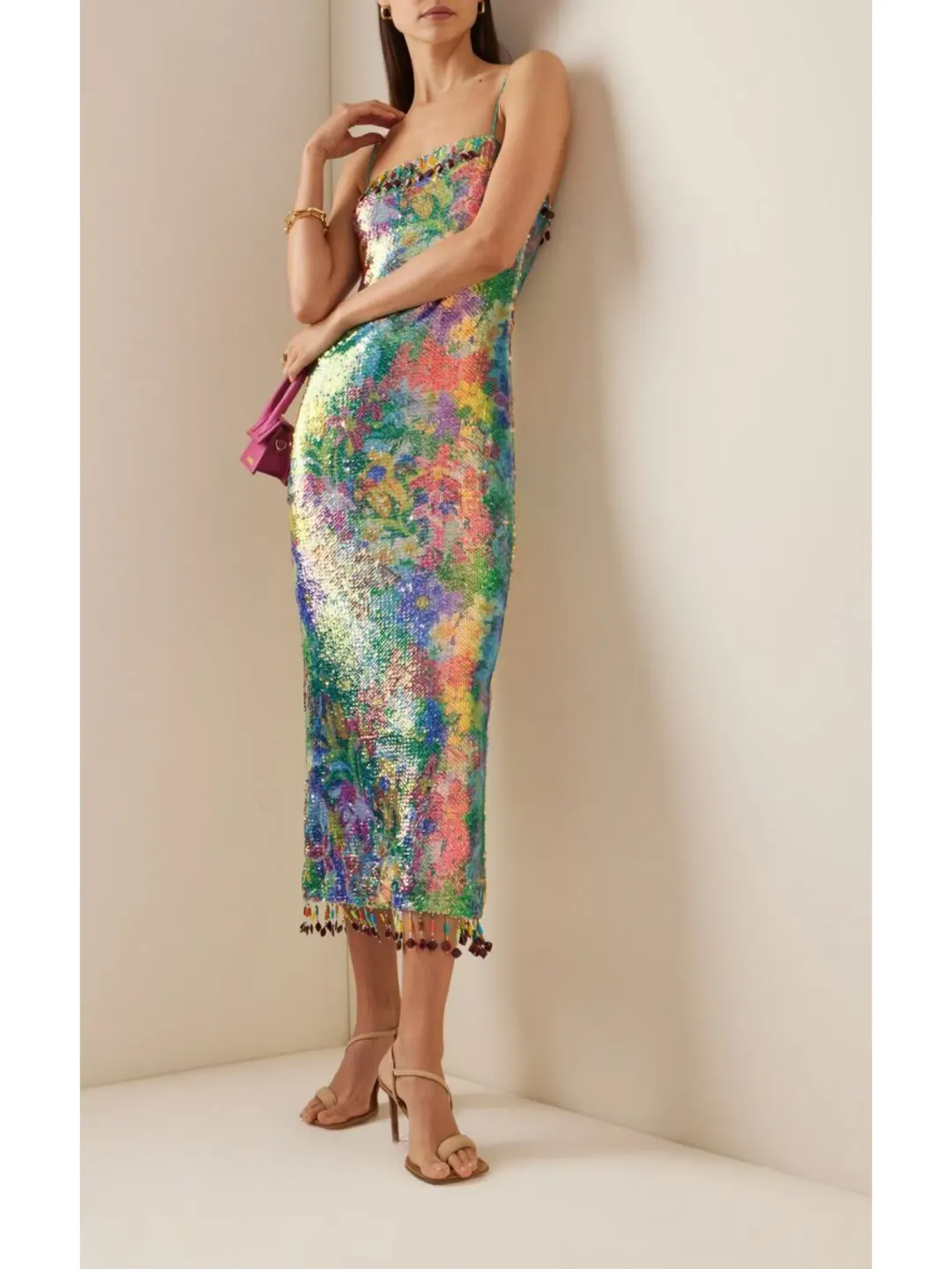 Alexis Aiya Midi Rainbow Sequin Dress in Multi Size Small / AU 8 for rent on The Volte - main image