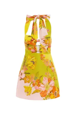 Alemais Silas Halter Mini Dress In Multi Floral Size 14 for rent on The Volte - image 4