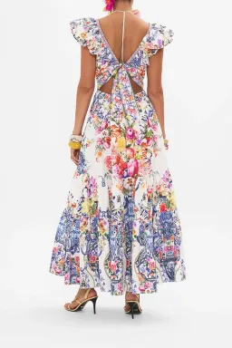 Camilla Dutch is life Tiered Dress With Neck Frill Multi Floral Size XL/ AU 16 for rent on The Volte - image 2
