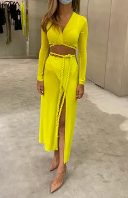 Dion Lee Rope Wrap Top and Skirt Set Acid Yellow Size 6 for rent on The Volte - image 2