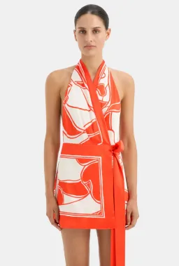 Sir the Label Ramona Wrap Halter Mini Dress Mariposa Lily Size 0 / AU 6 for rent on The Volte - image 2