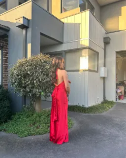 Ruth Tarvydas Vintage Halter Open Back Dress Red Size 6 for rent on The Volte - image 2
