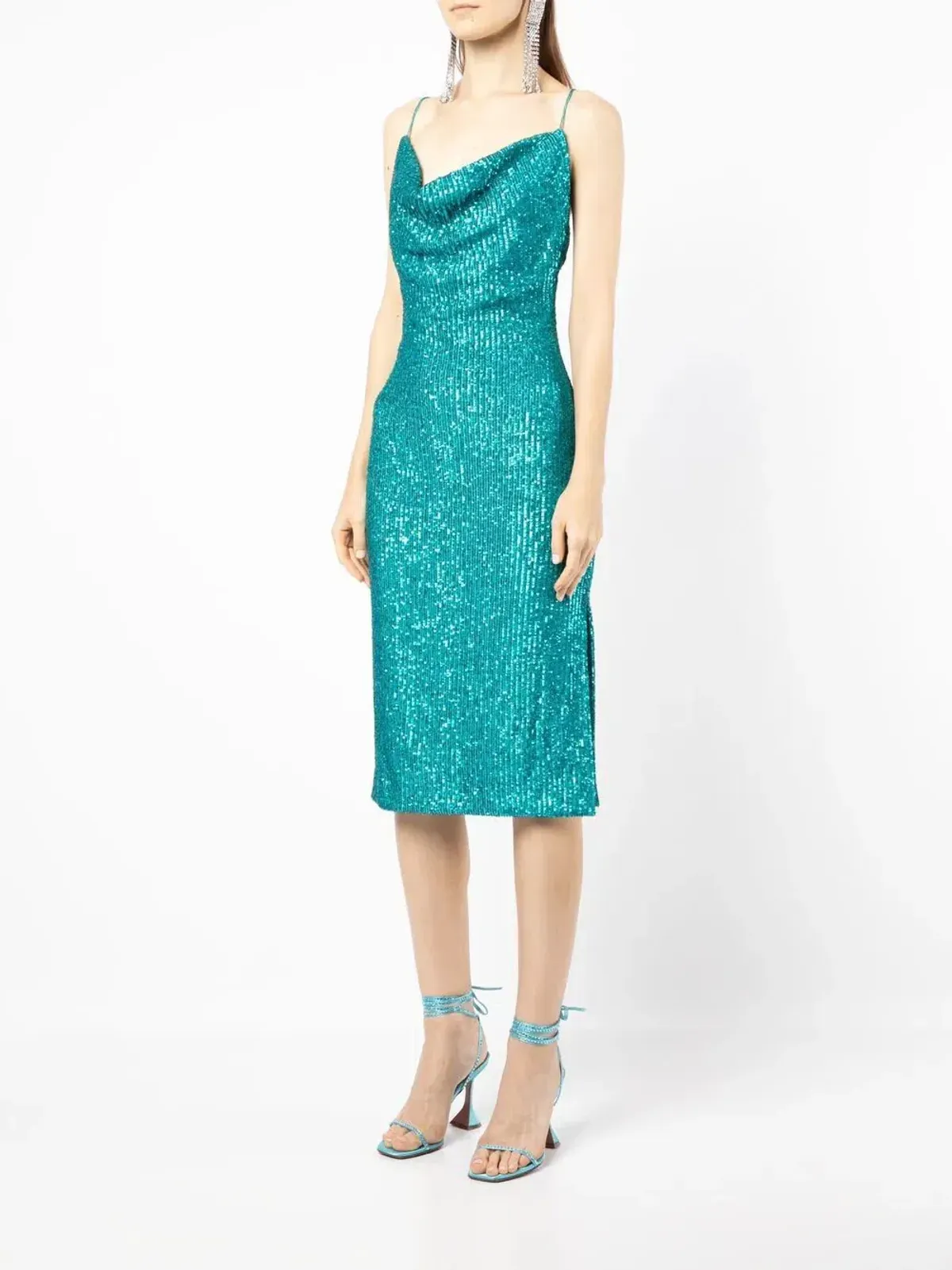 Rebecca Vallance Missing Hours Sequin Midi Dress Green Size 12 - Image 1