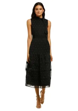 Stevie May Blackbird Midi Dress in Black Flocking Size 12 for rent on The Volte - image 1