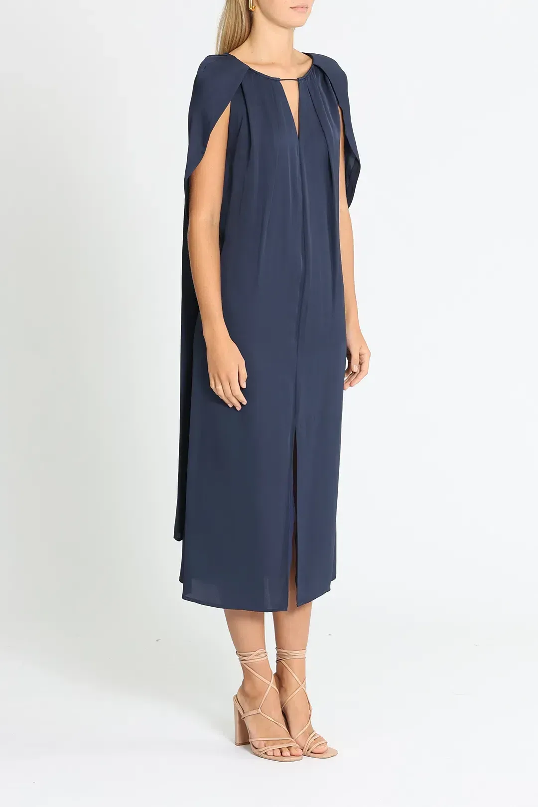 Willow Silk Midi Dress in Navy Size 10 for rent on The Volte - main image