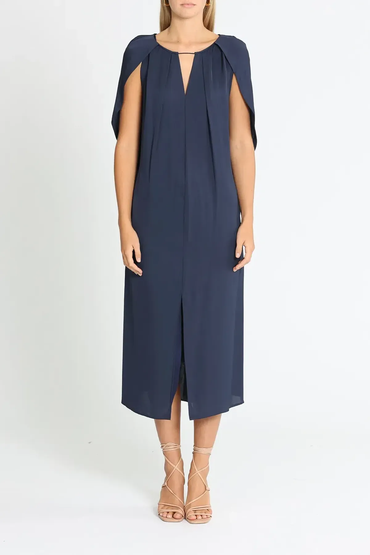 Willow Silk Midi Dress in Navy Size 10 - Image 1