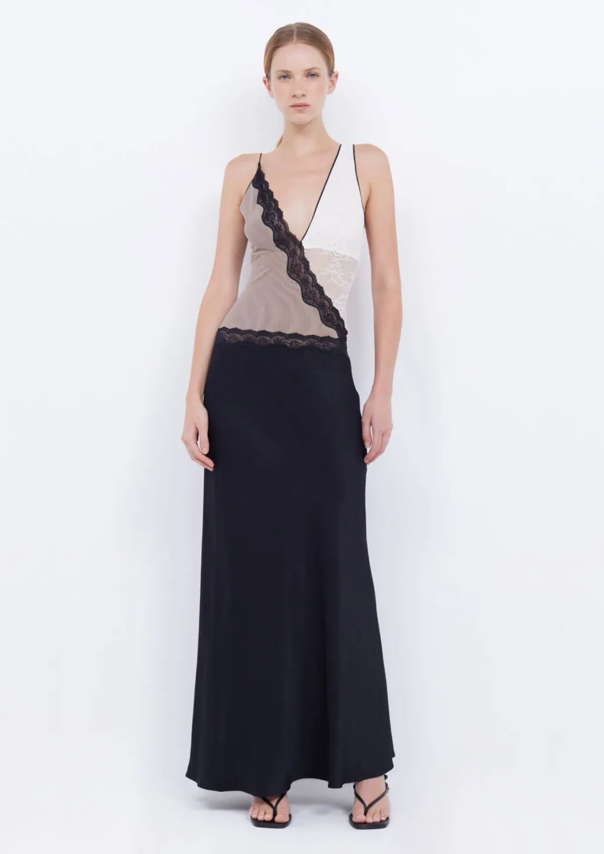 Bec & Bridge Abrielle Lace Maxi Dress Black/Taupe/Ivory Size 10 AU - Image 1