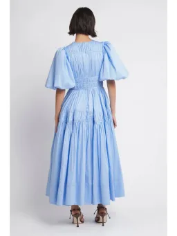 Aje Fallingwater Gathered Midi Dress Blue Size AU 4 for rent on The Volte - image 4