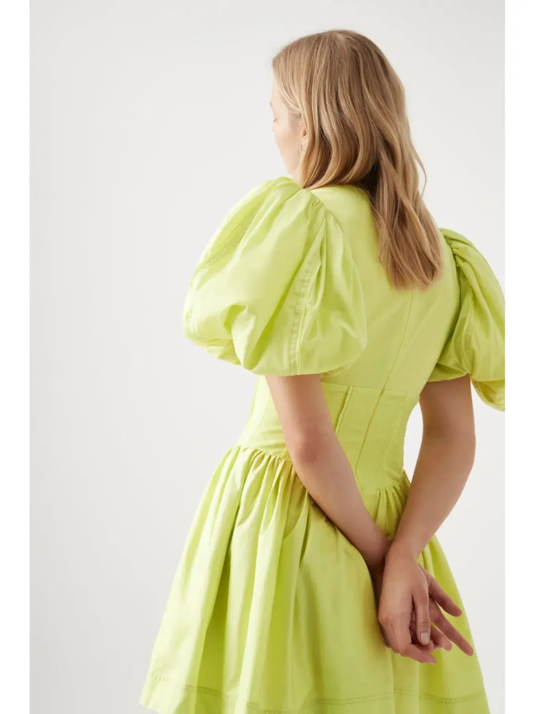 Aje Gianna Puff Sleeve Mini Dress in Lemon Size AU 6 for rent on The Volte - main image