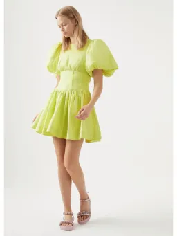 Aje Gianna Puff Sleeve Mini Dress in Lemon Size AU 6 for rent on The Volte - image 1