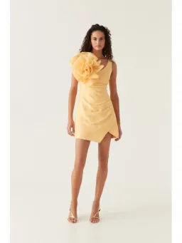 Aje Energy Mini Dress Marigold Yellow Size AU 4 for rent on The Volte - image 1