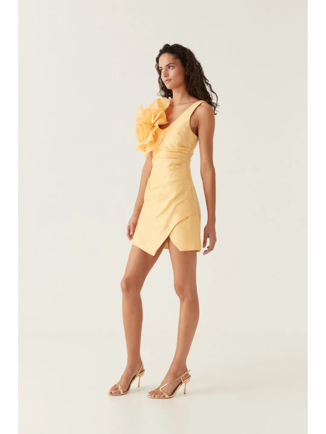 Aje Energy Mini Dress Marigold Yellow Size AU 4 for rent on The Volte - main image