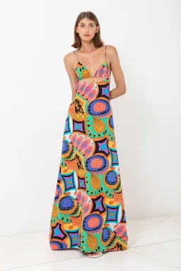 SWF Boutique Murano Cut Out A Line Maxi Dress Print Size 12 for rent on The Volte - image 1